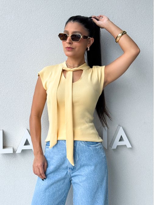 Blusa Amarração Giselle Manteiga - Loja La Mina 