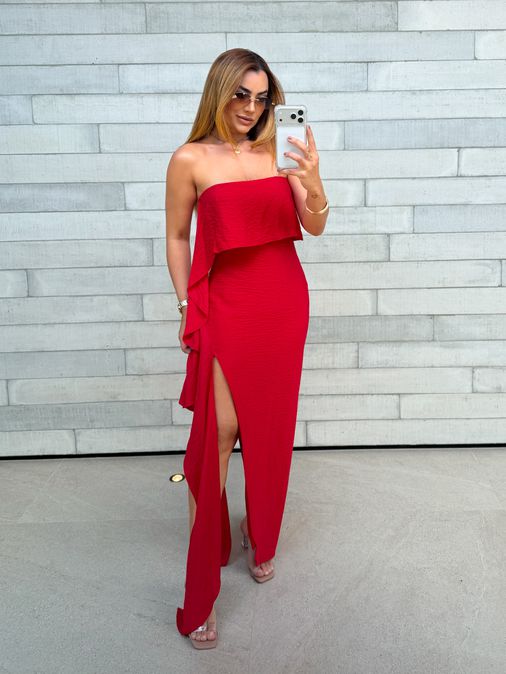 Vestido Tomara Que Caia Taylor Vermelho - Loja La Mina 