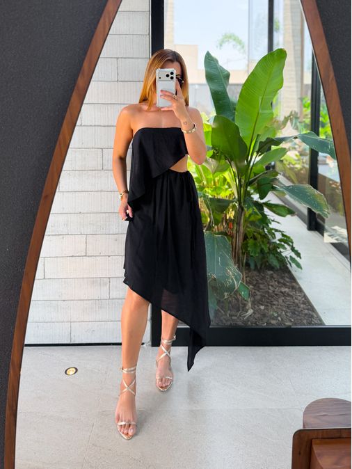 Vestido Midi Lorena Preto - Loja La Mina 