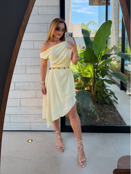 Vestido Degage Manteiga - Loja La Mina 