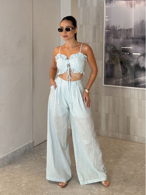 Conjunto Calça Mariane Baby Blue - Loja La Mina 