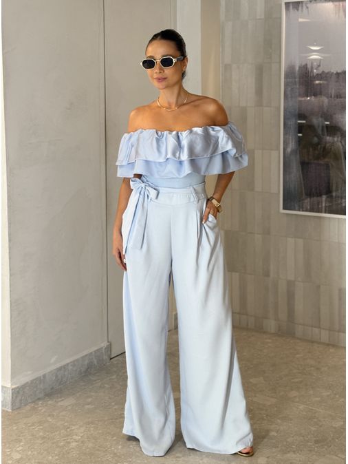 Calça Pantalona Jasmine Baby Blue - Loja La Mina 