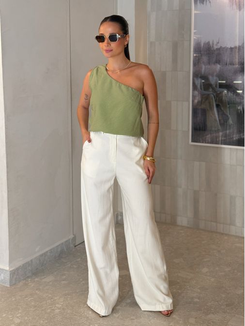 Calça Reta Peach Off - Loja La Mina 