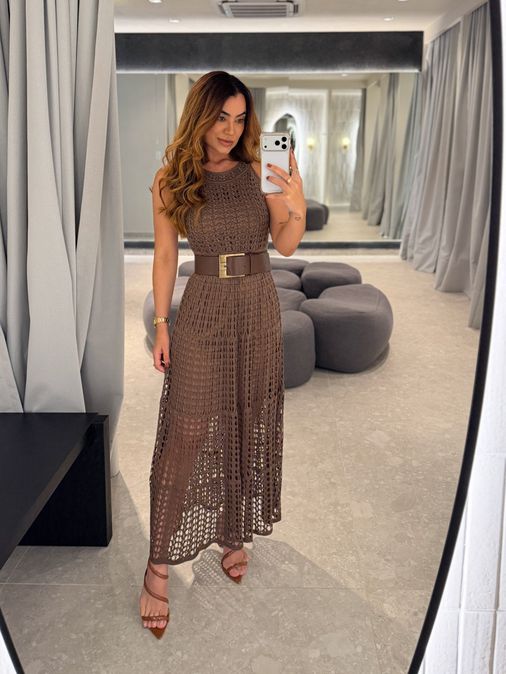 Vestido Tricot Marcela Café - Loja La Mina 