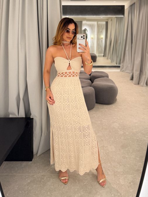 Vestido Tricot Verônica Areia - Loja La Mina 