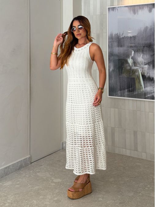Vestido Tricot Marcela Branco - Loja La Mina 