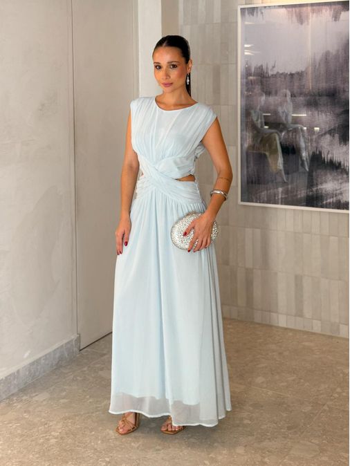 Vestido Chiffon Atena Azul - Loja La Mina 