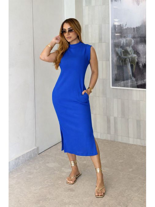 Vestido Canelado Muscle Tee Azul Royal - Loja La Mina 