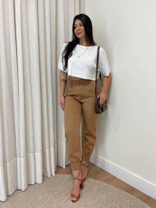 Calça Alfaiataria Luna Capuccino - Loja La Mina 