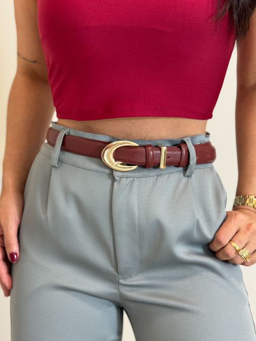 Cinto Couro Basic Cherry - Loja La Mina 