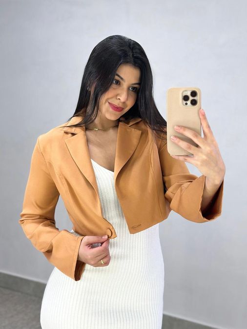 Blazer Cropped Curcúma - Loja La Mina 
