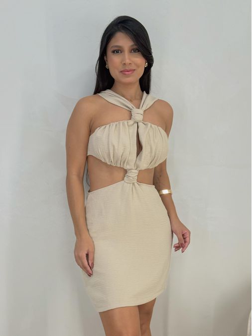 Vestido Genebra Areia - Loja La Mina 