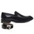 Sapato Social Couro Preto Wood + Cinto de Couro 