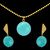 Conjunto folheado à ouro 18k Pedra Natural Turquesa Gargatilha Rabo de rato 