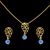 Conjunto Colar Folheado à Ouro 18k Cristal Azul e Par de Brincos