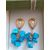 Brinco folheado ouro 18k Cachos de MadrePerlola Azul