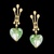 Brinco folheado à ouro 18k com fashion green coração