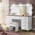 Penteadeira Camarim com 9 Gavetas e Banqueta Branco Amêndoa Planet Baby