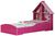 Cama Solteiro Infantil Gelius Casinha com 4 Divisorias e Adesivo Decorativo Rosa Pink