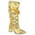 Bota Slouchy Salto Médio Triangular Cristal Ouro 23021