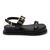 Papete Feminina Flat Plataforma em Napa Preto 23420
