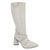Bota Feminina Cano Longo Salto Triângulo Croco Off White com Hotfix 23019