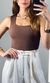 Body Poliamida Decote Quadrado - Marrom