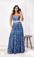Vestido Longo Crepe Abstrato - Azul