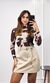 Body Tule Gola Alta Cow Print - Bege/Marrom