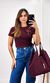 Blusa Malha com Flores e Pedraria - Vinho