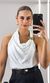Blusa Gola Drapeada com Fivela - Branco