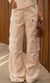 Calça Jeans Cargo Utility - Bege Peach