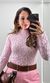 Blusa Rendada Gola Alta - Rosa Blush