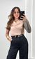 Blusa Gola Degage Botão Atrás - Areia