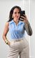 Camisa Cavada Gola Guipir - Azul Claro