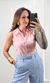 Camisa Cavada Gola Guipir - Rosa Blush