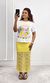 Saia Midi com Renda Floral e Elástico - Amarelo Candy