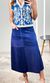 Saia Suede Midi com Bolsos - Azul Marinho