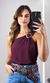 Blusa Viscose Um Ombro com Fivela - Vinho