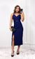 Vestido Midi Linho com Transpassado no Busto - Azul Marinho