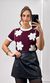 Blusa Tricô Modal Flores Crochê - Marsala