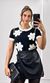 Blusa Tricô Modal Flores Crochê - Preto