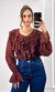Camisa Crepe com Babados - Marrom