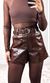Short Courino Croco com Cinto - Marrom