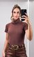Blusa Tricô Modal Gola Kléa - Marrom