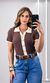 Blusa Polo Tricô Modal - Marrom