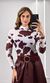 Body Tule Gola Alta Cow Print - Off/Bordô