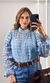 Camisa Manga e Gola Guipir - Azul