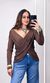 Blusa Malha Drapeada - Marrom