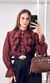 Camisa Crepe com Babado e Renda - Marrom